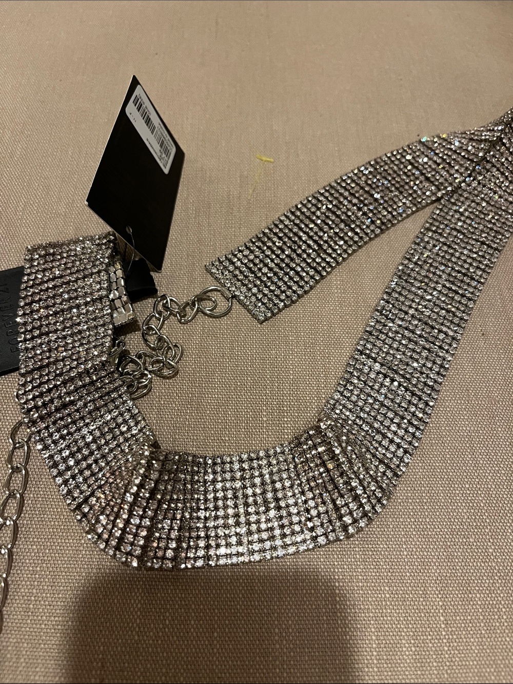 Y2K Silver Rhinestone Mesh Chain Size Belt - Picture 2 of 4